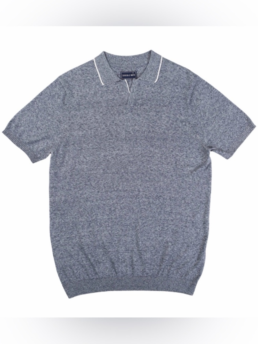 Stitch Note Mens Marine Blue Johnny Collar Polo Sweater‎ Medium